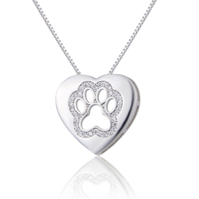 Ins Heart-shaped Cat Claw Necklace With Zirconium Dog Claw Jewelry