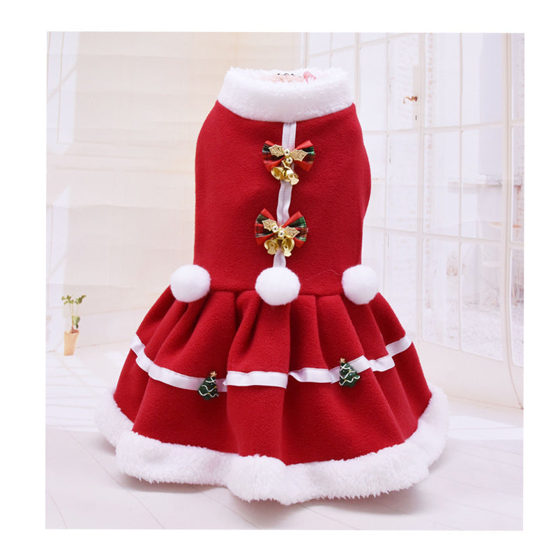 Fashion Pet Clothes Christmas Skirt Christmas Fleece Thickening