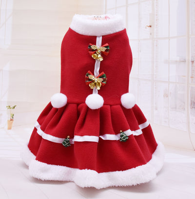 Fashion Pet Clothes Christmas Skirt Christmas Fleece Thickening